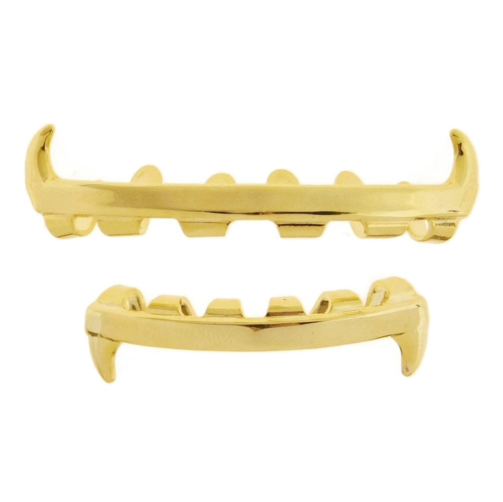 Best Grillz Fang Set 14k Gold Plated - Slim Bar Bottom Row Dracula ...
