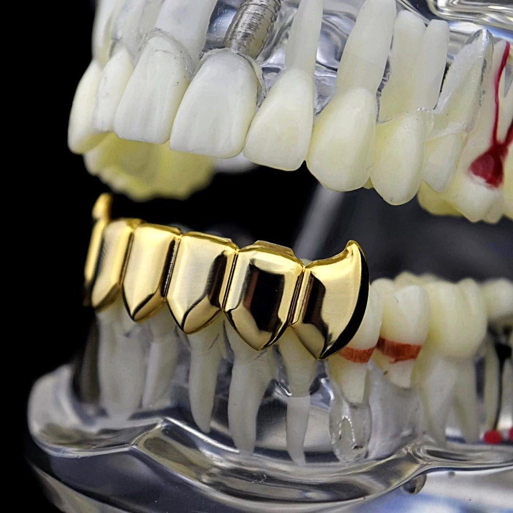 14K Gold Plated Vampire Fangs Bottom Teeth Grillz