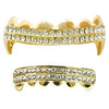 14K Gold Plated Vampire Fangs Two-Row Iced Grillz Set