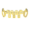 14K Gold Plated Vertical Bars Vampire Fangs Iced Grillz