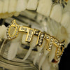 14K Gold Plated Vertical Bars Vampire Fangs Iced Grillz