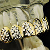 14K Gold Plated w/ Silver Diamond Cuts Top Teeth Grillz