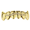 14K Gold Plated Wavy Iced Bottom Vampire Fangs Grillz