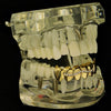 14K Gold Plated Wavy Iced Bottom Vampire Fangs Grillz