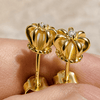 14K Gold Vermeil Crown Stud Earrings – 925 Sterling Silver CZ Screw Backs