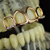14K Rose Gold Plated All 4 Open Iced Top Grillz