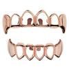 14K Rose Gold Plated Four Open Face Vampire Teeth Fangs Set