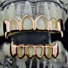 14K Rose Gold Plated Four Open Face Vampire Teeth Fangs Set