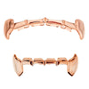 14K Rose Gold Plated Full Vampire Fangs Slim Bar Grillz Set