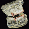 14K Rose Gold Plated Full Vampire Fangs Slim Bar Grillz Set