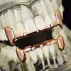 14K Rose Gold Plated Full Vampire Fangs Slim Bar Grillz Set