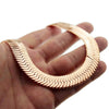 14K Rose Gold Plated Herringbone Chain Necklace 24" x 14MM