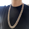 14K Rose Gold Plated Iced Cuban Link Chain Necklace 30"