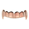 14K Rose Gold Plated Plain Top Teeth Vampire Fangs Grillz