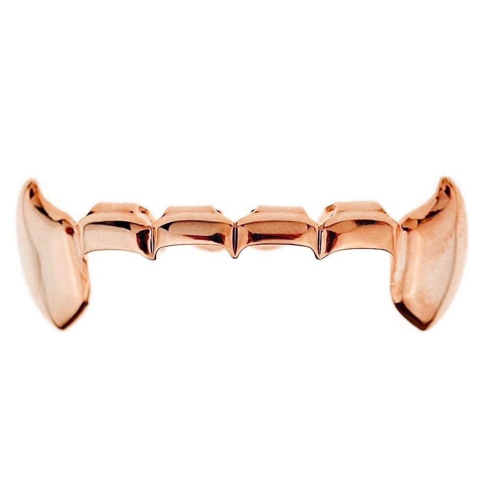 14K Rose Gold Plated Slim Bar Bottom Vampire Fangs Grillz