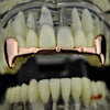 14K Rose Gold Plated Slim Bar Top Half Vampire Fangs Grillz