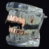 14K Rose Gold Plated Vampire Full Fangs Grillz Set