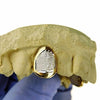 14K Solid Gold Single Cap 2-Tone Diamond Dust Custom Grillz (Choose Tooth)
