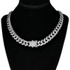 14K White Gold Plated 18" CZ Cuban Link Flooded Out Choker