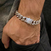 14k White Gold Plated Cuban Link Iced Bracelet  AAAA CZ 8" In x 12MM