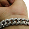 14k White Gold Plated Cuban Link Iced Bracelet  AAAA CZ 8" In x 12MM