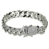 14k White Gold Plated Cuban Link Iced Bracelet  AAAA CZ 8" In x 12MM