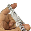 14K White Gold Plated CZ Iced Flooded Out Bracelet 8.5"x12MM