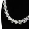 14K White Gold Plated CZ Rope Chain 18" x 8MM