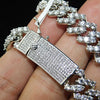 14K White Gold Plated CZ Zigzag Iced Flooded Out Chain Necklace 18"