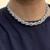 14K White Gold Plated Iced CZ Rope Chain 18" x 12MM