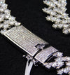 14K White Gold Plated Iced CZ Zigzag Chain Necklace 12MM 20"