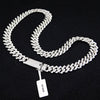 14K White Gold Plated Iced CZ Zigzag Chain Necklace 12MM 20"