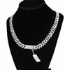 14K White Gold Plated Iced CZ Zigzag Chain Necklace 12MM 20"