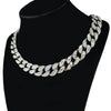 16" x 15MM Cuban Choker Chain Necklace Silver Tone