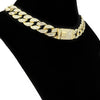 18" Gold Finish Choker Cuban Chain Necklace w/ Magnetic Clasp