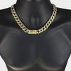 18" Gold Finish Choker Cuban Chain Necklace w/ Magnetic Clasp