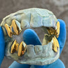 18K Gold Double Teeth Caps Vampire Fangs Custom Grillz
