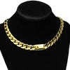 18k Gold Plated 16" x 13MM Plain Cuban Link Necklace