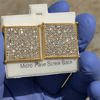 18k Gold Plated Big Square Earrings Iced Flooded Out Screw Back 22MM