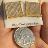 18k Gold Plated Big Square Iced Micro Paved Screw Back Earrings 20MM