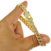 18K Gold Plated Cuban Bracelet Iced Flooded Out 8mm x 8.5" Inch