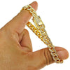 18K Gold Plated Cuban Bracelet Iced Flooded Out 8mm x 8" Inch