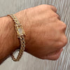 18K Gold Plated Cuban Bracelet Iced Flooded Out 8mm x 8" Inch