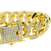 18k Gold Plated Cuban Link Iced Bracelet AAAA CZ 8" In x 12MM