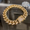 18k Gold Plated Cuban Link Iced Bracelet AAAA CZ 8" In x 12MM
