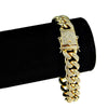 18k Gold Plated CZ Iced Flooded Out Bracelet 8"x1 2MM