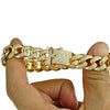 18k Gold Plated CZ Iced Flooded Out Bracelet 8"x1 2MM