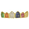 18K Gold Plated CZ Iced Flooded Out Rainbow Colors Top Grillz