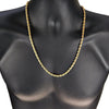 18K Gold Plated Finish over Stainless Steel Rope Chain Necklace 5mm x 24"