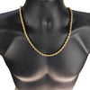 18K Gold Plated Finish over Stainless Steel Rope Chain Necklace 6mm x 24"